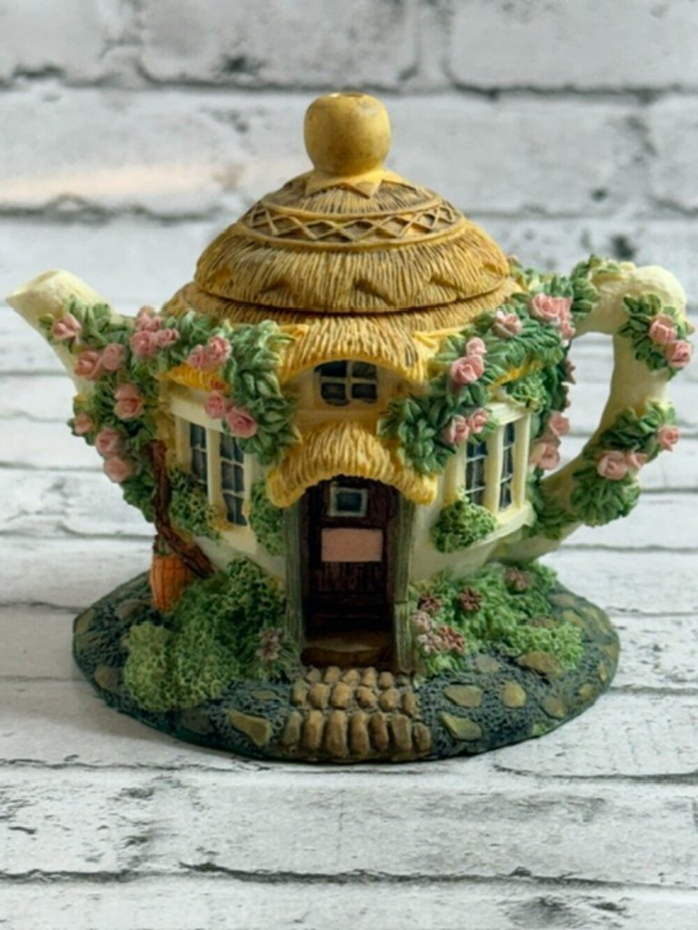 Vintage Lenox Teapot Cottage Tea Pot Garden Figurine Lid 1996 Home Gift Roses